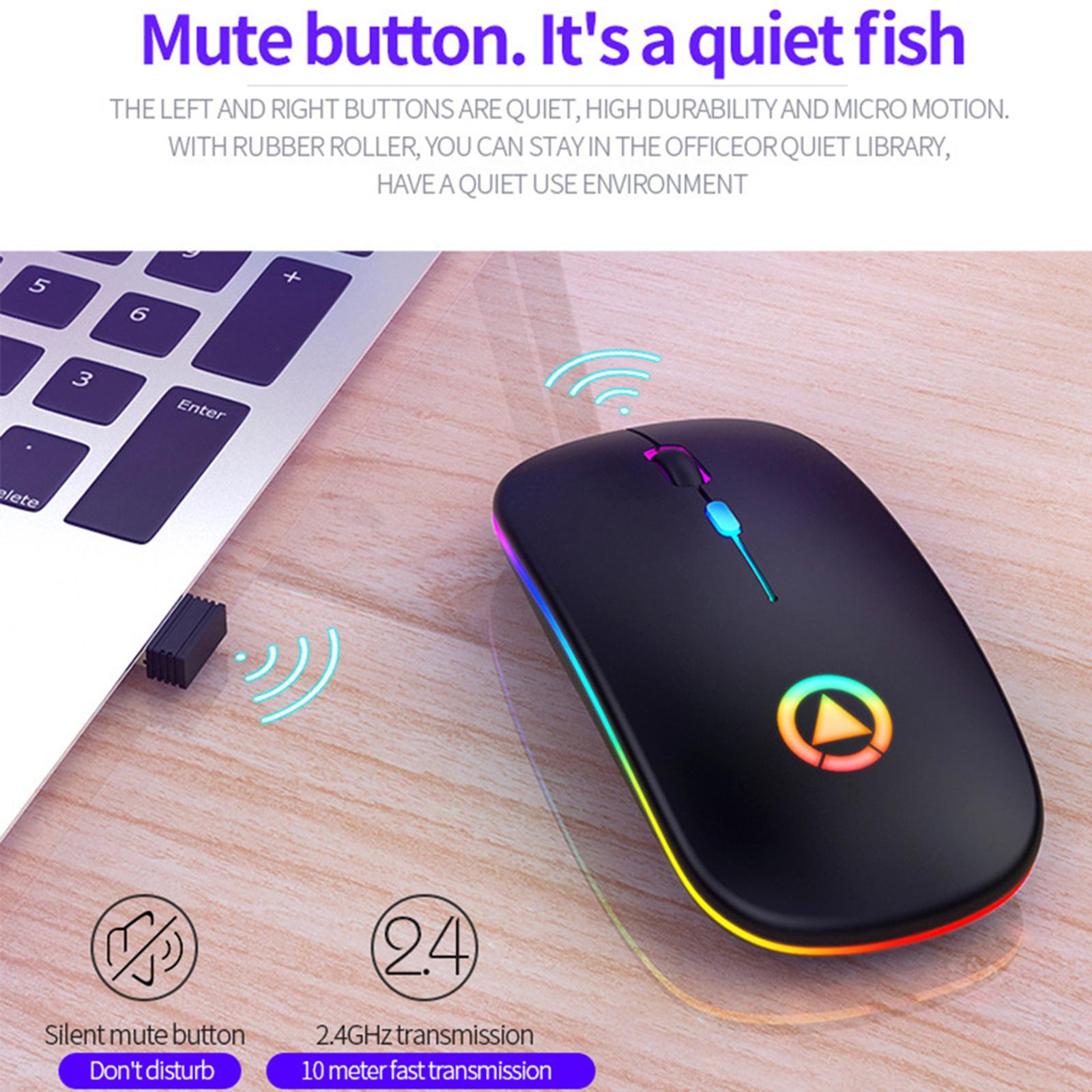2.4GHz Wireless Mice Silent Mouse Rechargeable Adjustable DPI for Computer Laptop Tablet Desktop Multi Button Cordless