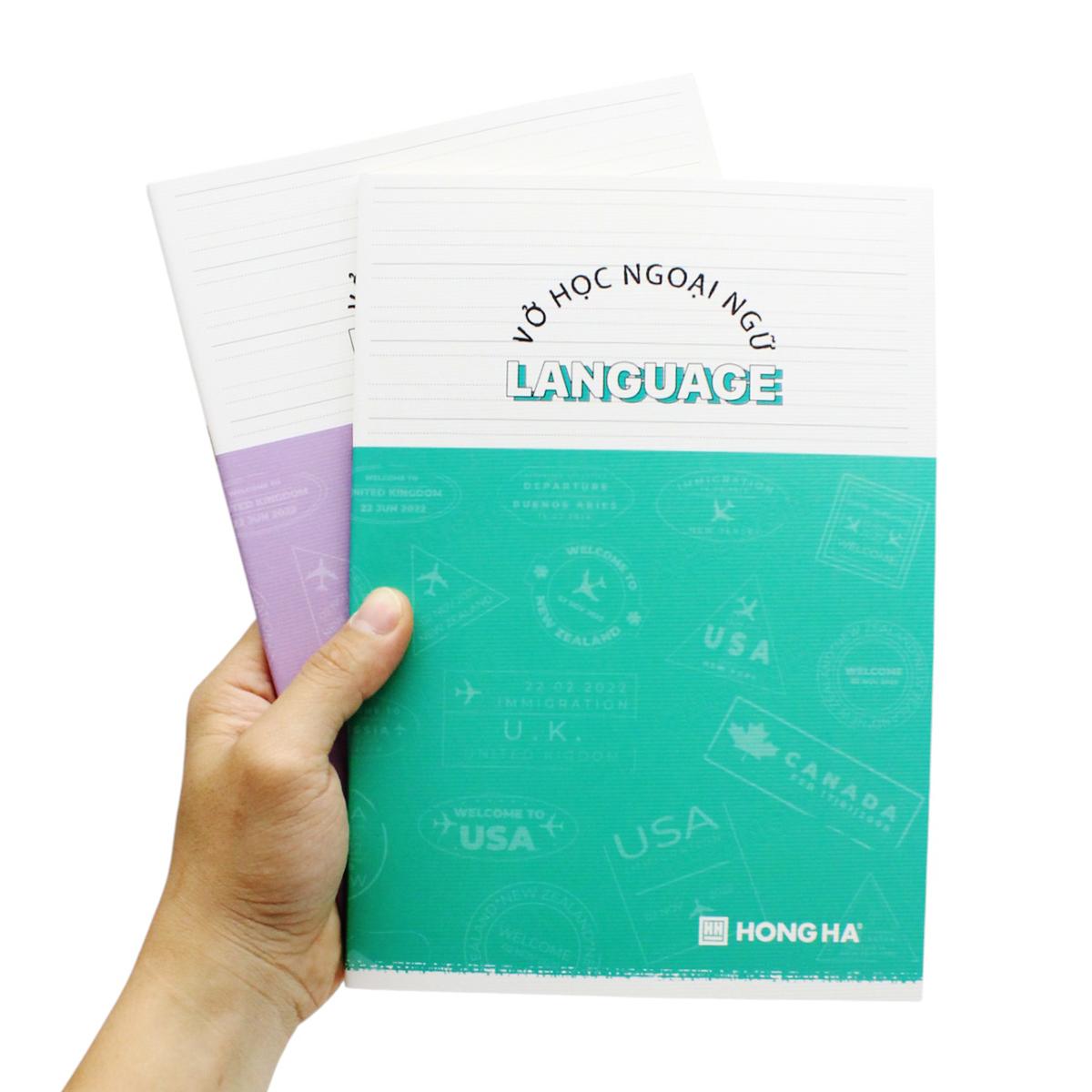 Tập Gáy Ghim Study Language - Tiếng Anh, Đức, Nga, Pháp - 120 Trang 70gsm - Hồng Hà 1465 (Mẫu Bìa Giao Ngẫu Nhiên)