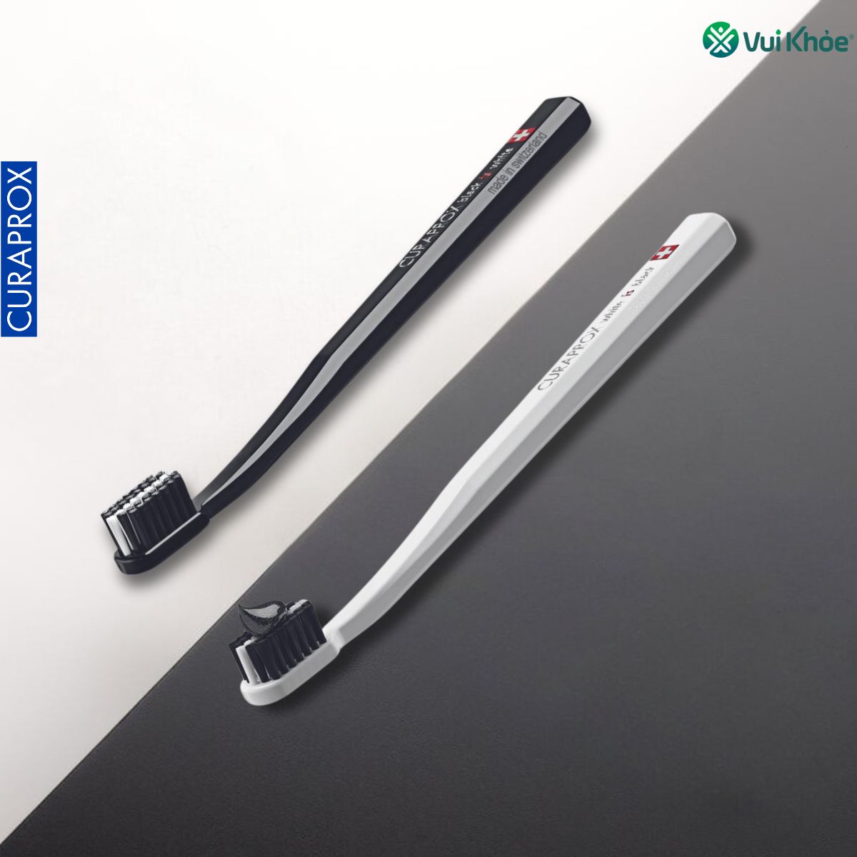 CURAPROX Black is White - Bộ 2 Cây Bàn Chải Trắng Răng | Hộp 2 cây | Mã SP 73327508