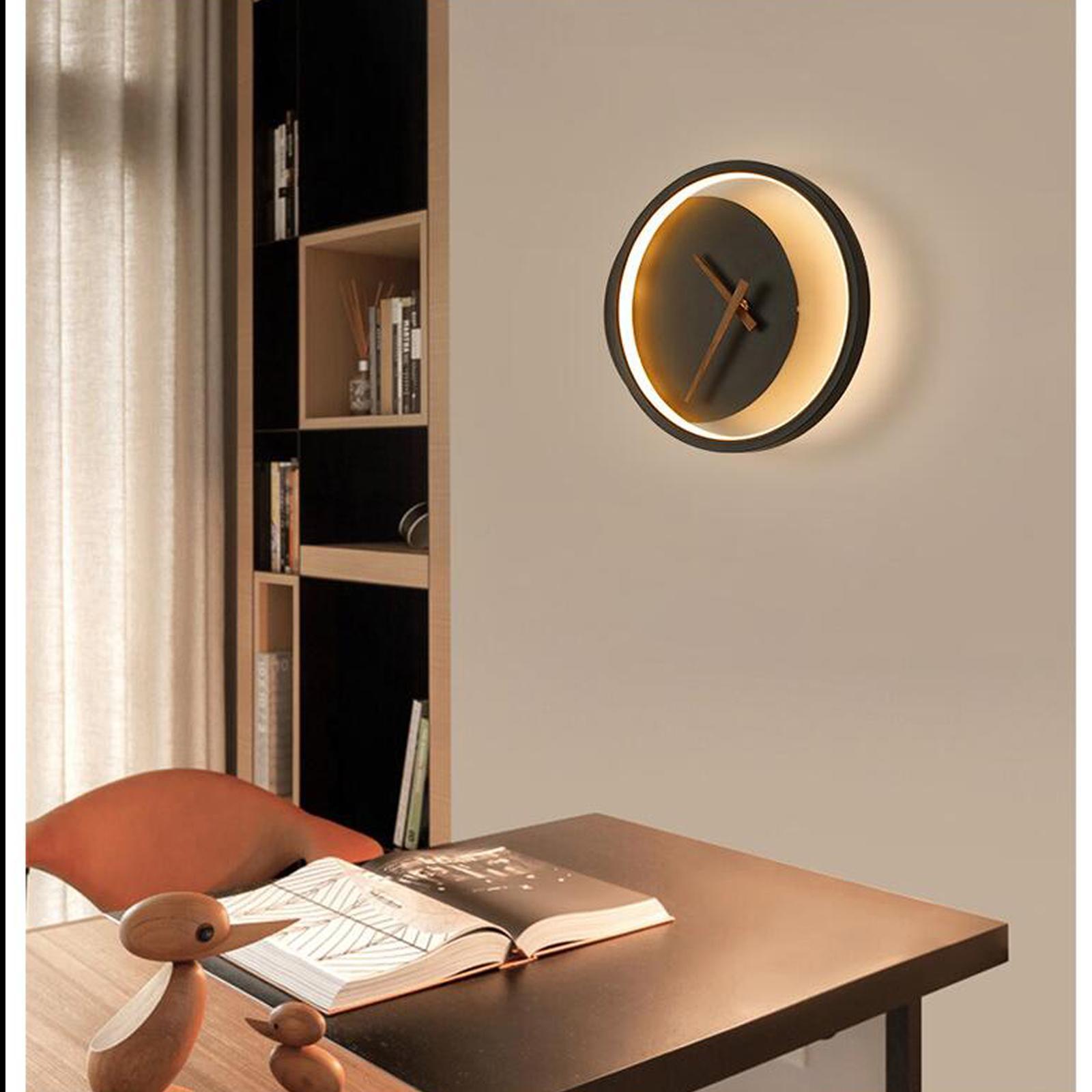 Minimalist Clock Wall Light Non-Ticking Clock for Room