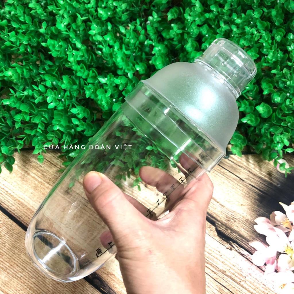 Bình Lắc Shaker Nhựa Dày 500 ml, 700ml - Pha Chế Cocktail, Trà Sữa. Dụng cụ pha chế có vạch chia định lượng, nhựa trong