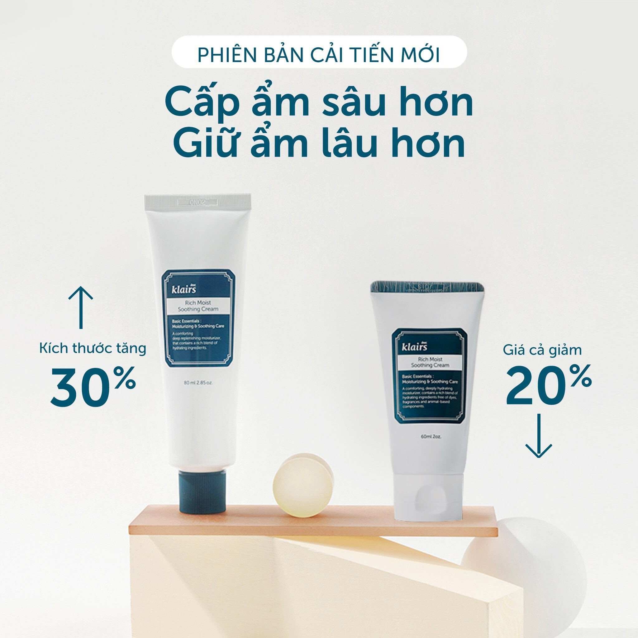 Combo 2 Sản Phẩm Cấp Ẩm, Làm Dịu Da Dear, Klairs Rich Moist Soothing (Serum 80ml + Kem 80ml)