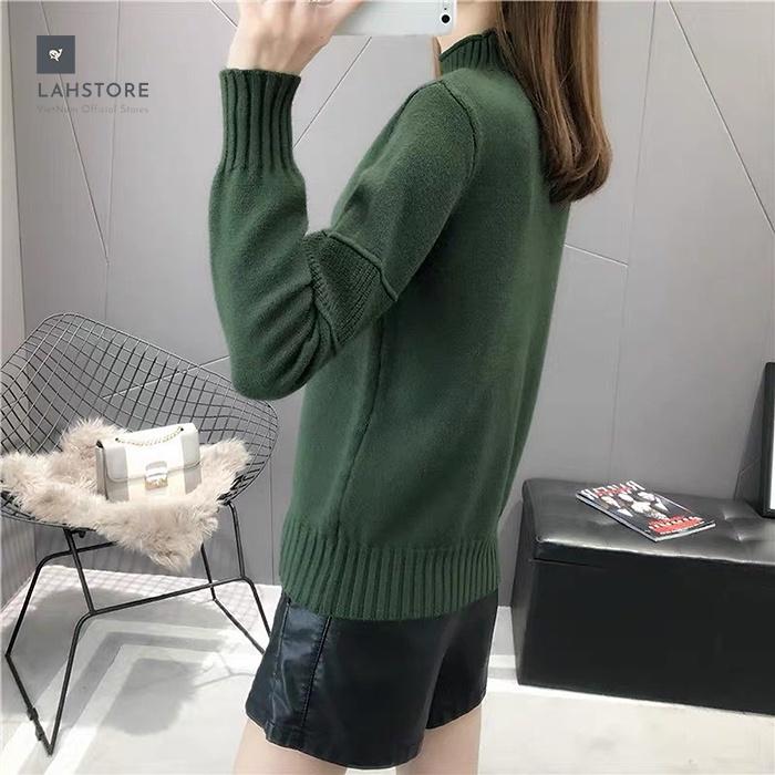 Áo len nữ cổ 3 phân trần gân thừng ấm áp LAHSTORE thu đông 2021