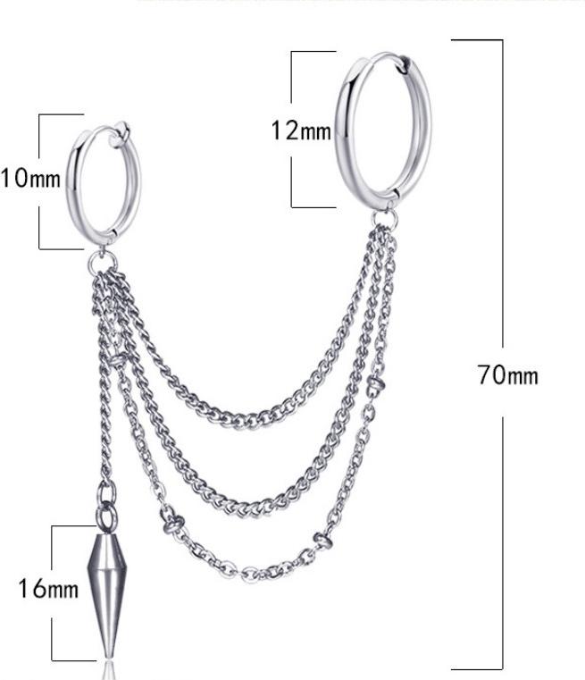 Bông Tai Nam Nữ Tua Rua Đã Bấm Hay Chưa Bấm Tai Đều Đeo Được Chất Liệu Thép Titan Ko Đen TT 2317 - 1 Chiếc