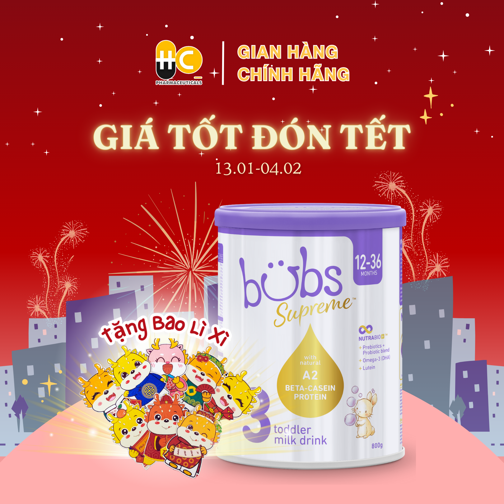 Sữa dinh dưỡng Bubs Supreme Toddler Milk Drink 3 dành cho trẻ từ 12-36 tháng tuổi