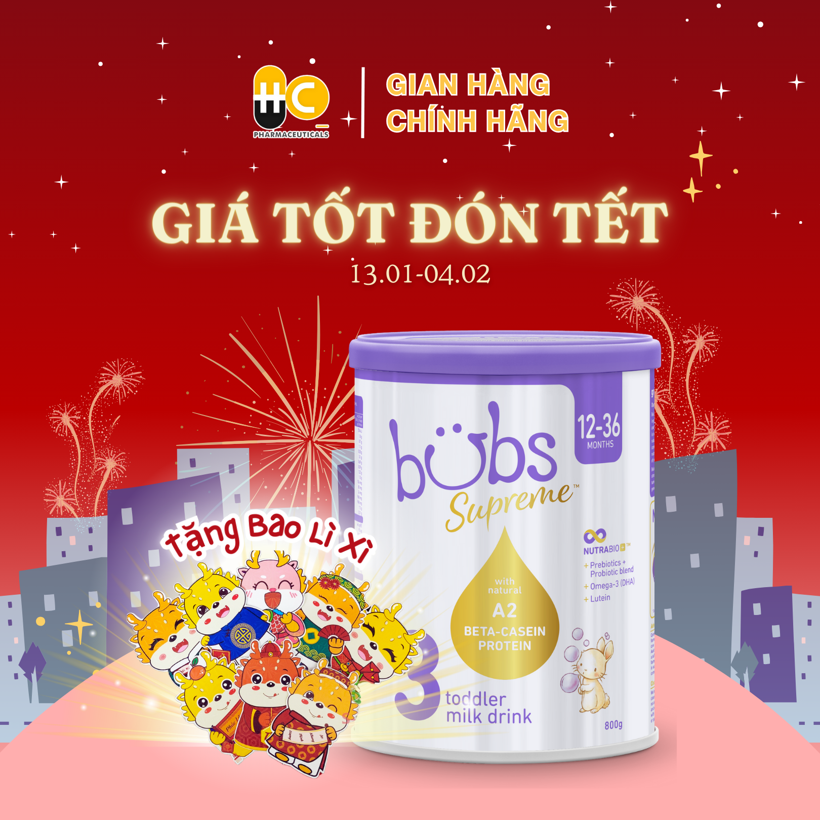 [Date 09.25] Sữa dinh dưỡng Bubs Supreme Toddler Milk Drink 3 dành cho trẻ từ 12-36 tháng tuổi