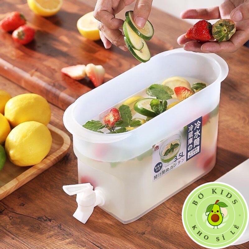 Bình đựng nước có vòi 3,5L Việt Nhật , Bình đựng nước trà, nước trái cây để trong tủ lạnh tiện lợi