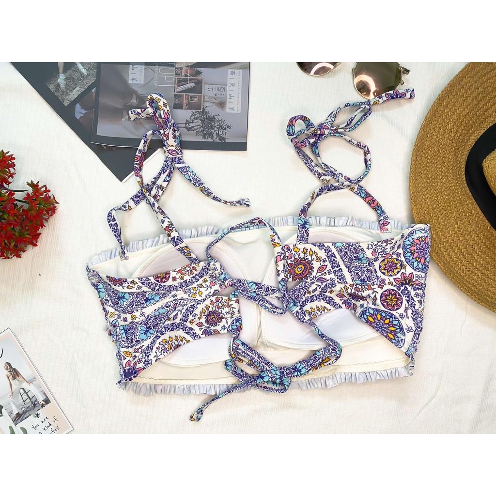 Bikini đồ bơi đi biển 2 mảnh dây áo rời quần tam giác smocking chỉ chun cá tính sexy màu Rhapsody - by Clothing De Katie