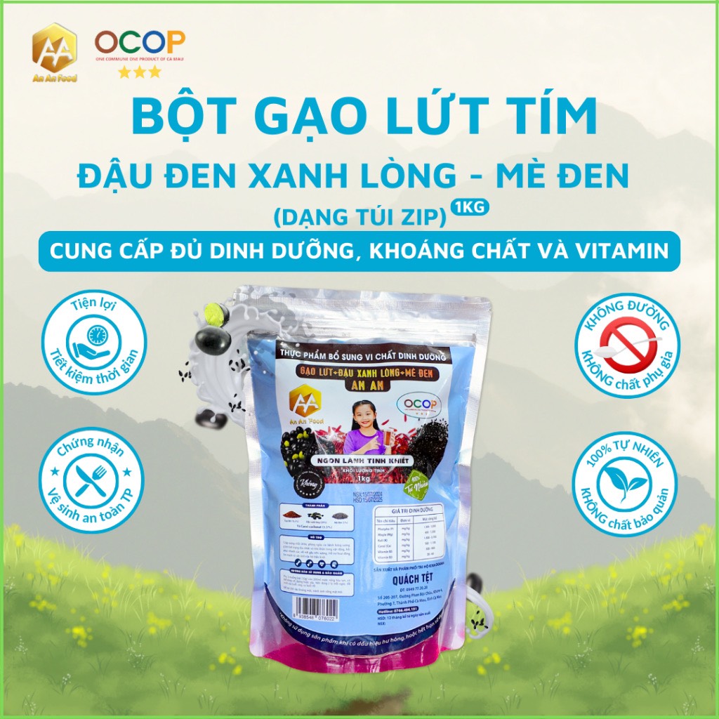 Deal giá góc . Bột gạo lứt tím, đậu đen xanh lòng , mè đen ( bột gạo lứt ANAN ) ngủ cốc , thay thế bửa ăn , chăm sóc sức khỏe , xương khớp , ngủ ngon