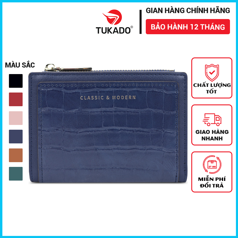 Ví Nữ Ngắn Mini Cầm Tay Chính Hãng TAILIAN Thời Trang Nhiều Ngăn Đựng Tiền Vân Da Rắn Cao Cấp TL34