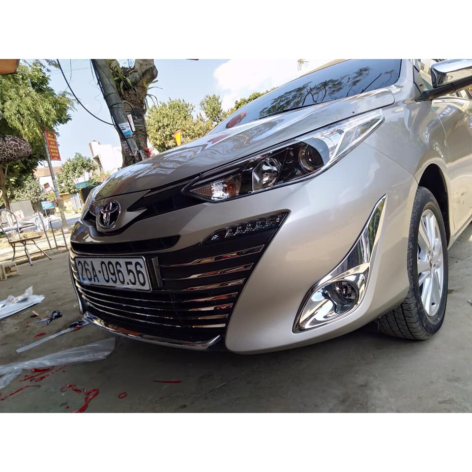 Ốp trang trí mặt ca lăng xe TOYOTA VIOS 2019- 2022, ốp mặt calang, ca lang dưới xe Vios, inox cao cấp