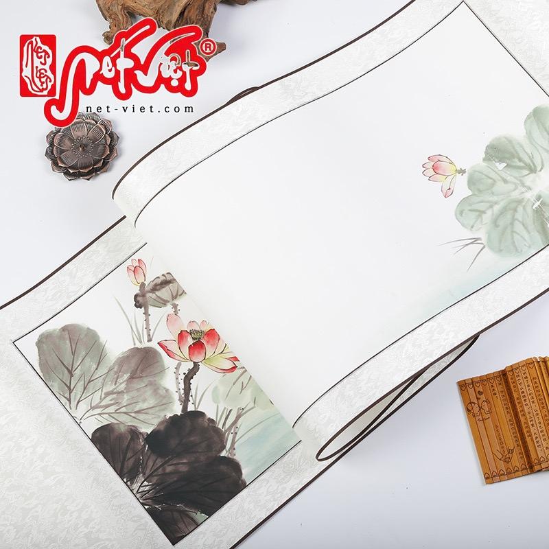 Biểu bồi lụa & giấy sinh xuyến in tranh nền dùng để viết thư pháp khổ lớn 43x115cm