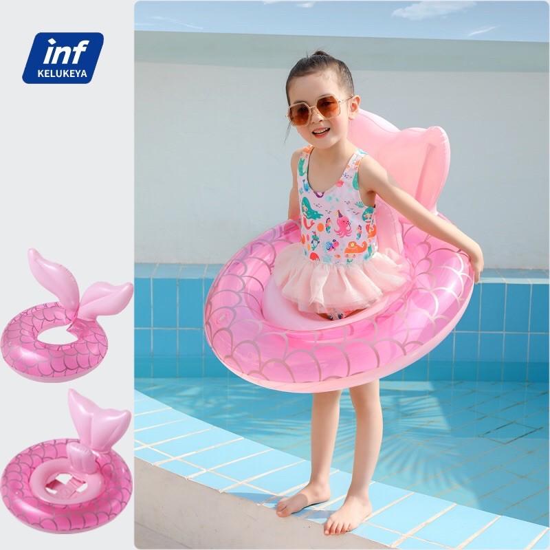 Phao Bơi Tiên Cá Chống Lật An Toàn Cho Bé Từ 0-8 Tuổi Kèm Bơm