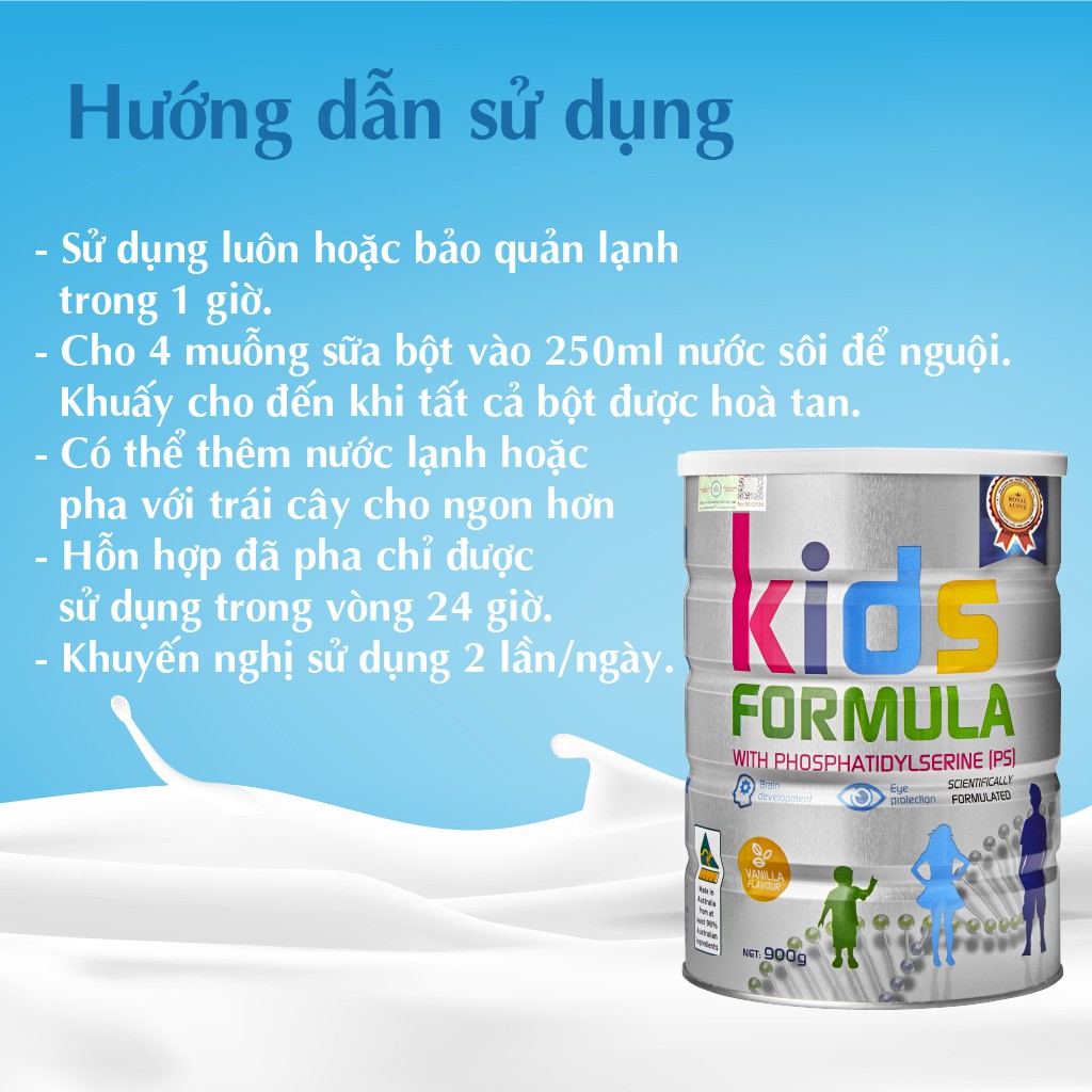 Sữa Bột Hoàng Gia Úc Royal Ausnz Kids Fomula Bổ Sung Dưỡng Chất Cho Trẻ Từ 3 Tuổi Trở Lên 900G