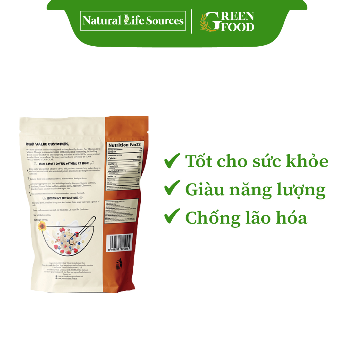 Yến mạch Chile Just Oats - cán mỏng