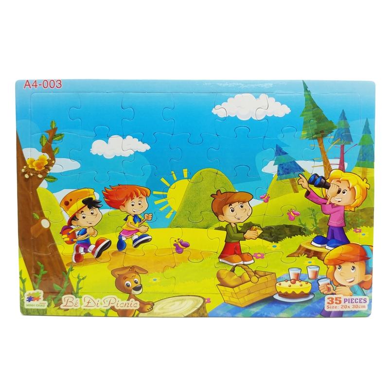 Bộ Xếp Hình Khổ A4 Puzzle Minh Châu 35-03 - Bé Đi Picnic (35 Mảnh Ghép)