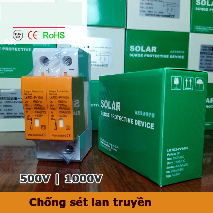 Chống sét lan truyền DC 500V 1000V SPD 2P chuyên dụng cho hệ thống điện năng lượng mặt trời