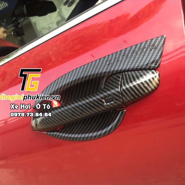 Bộ ốp tay nắm cửa, hõm cửa xe KIA Cerato 2019 - 2021 vân Carbon