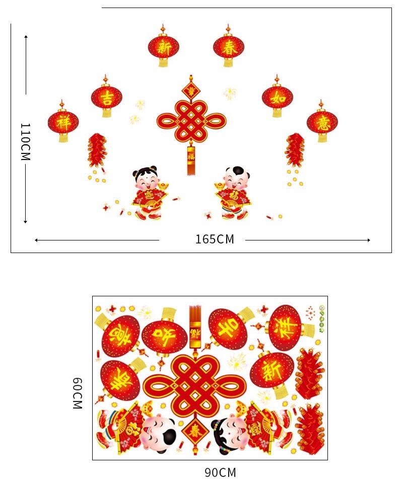 Decal trang trí Tết - Bé trai gái vui tết - xuân