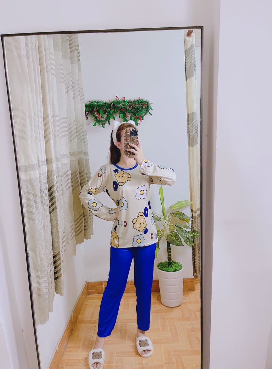 Đồ bộ nữ, Đồ bộ thu đông, Đồ bộ mặc ở nhà cho nữ, Đồ bộ ngủ thun dành cho nữ Đồ bộ thun cotton quần dài, đồ mặc ở nhà Quảng Châu, pyjama