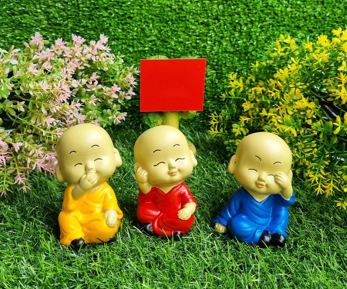 Bộ 03 chú tiểu Tam Không 8cm áo màu sinh động