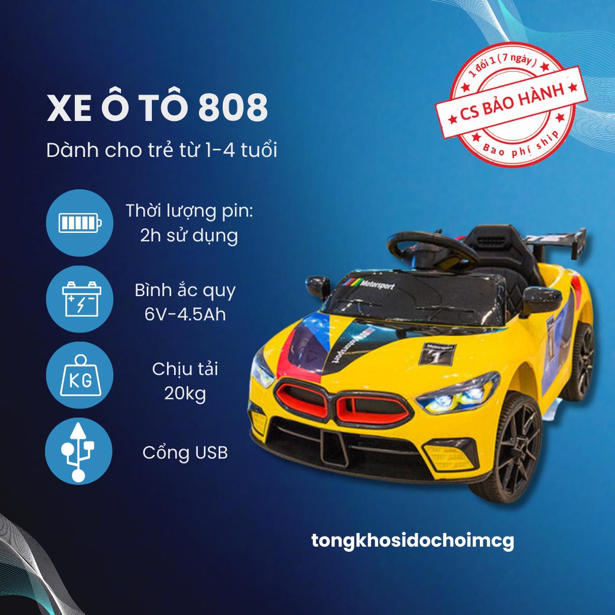 Xe ô tô điện mini điều khiển từ xa cho các bé Mã 808