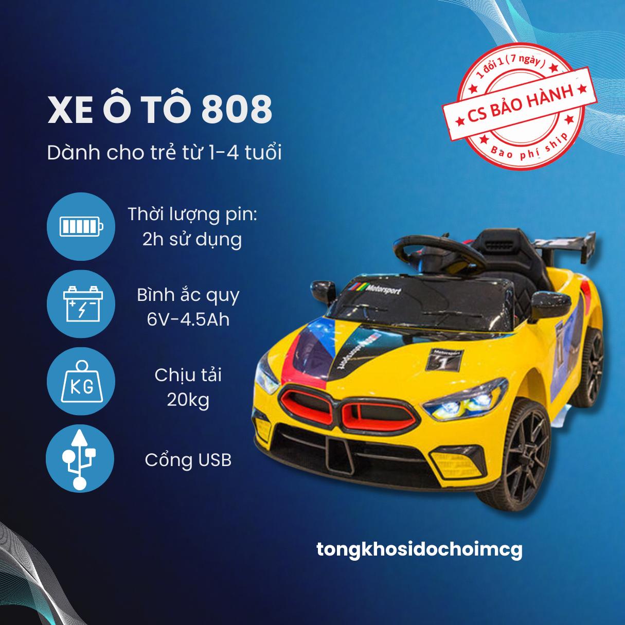 Xe ô tô điện mini điều khiển từ xa cho các bé Mã  808