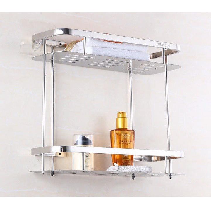 GIÁ ĐỂ ĐỒ NHÀ TẮM 2 TẦNG, GIÁ ĐỂ ĐỒ TREO TƯỜNG INOX 304 CAO CẤP, KỆ INOX THẲNG