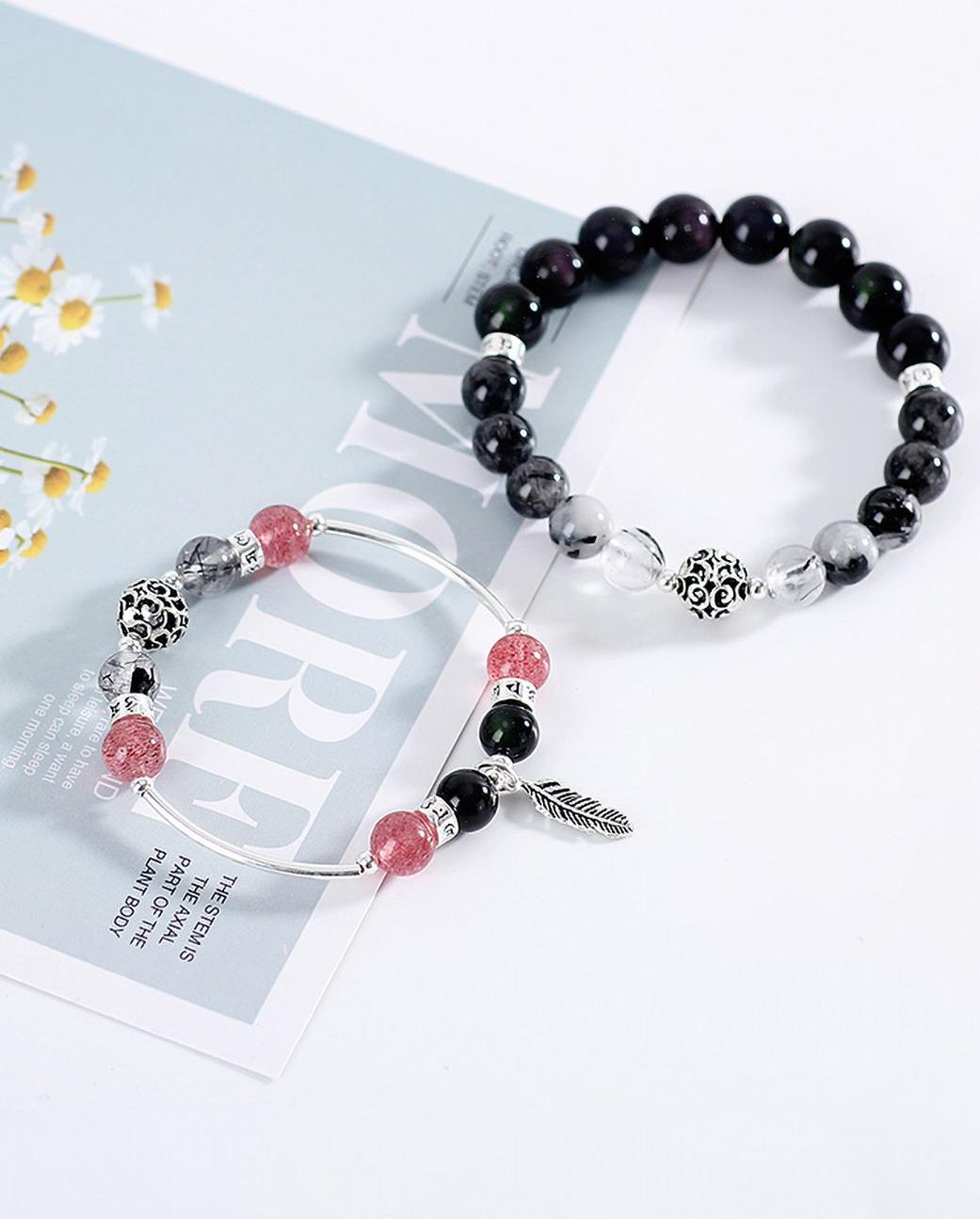 Vòng cặp nam nữ đá thiên nhiên phối charm bạc - Ngọc Quý Gemstones
