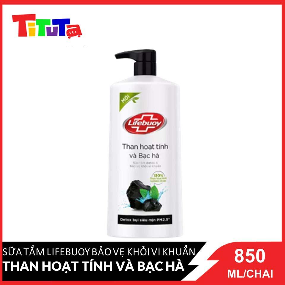 Sữa Tắm Lifebuoy Detox Sạch Sâu Bảo Vệ Khỏi Vi Khuẩn Gây Mùi Cơ Thể Than Hoạt Tính &amp; Bạc Hà Chiết Xuất Thiên Nhiên 800G