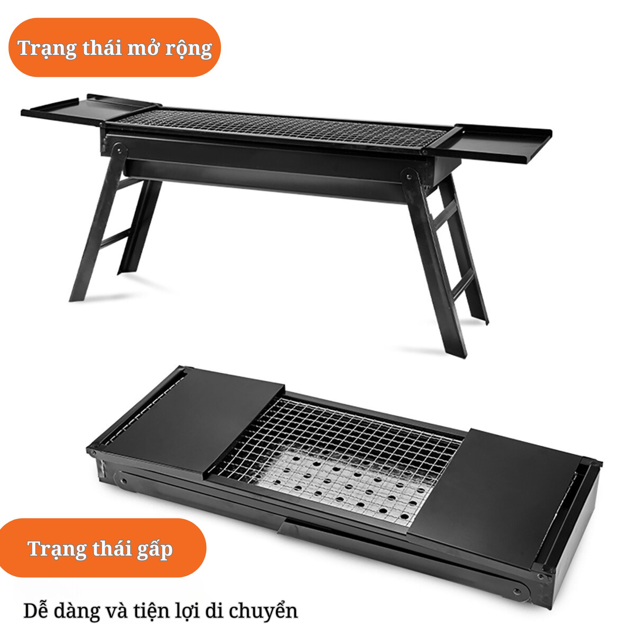Bếp nướng ngoài trời tặng dụng cụ hỗ trợ,bếp nướng than gỗ, có thể gấp gọn và di động
