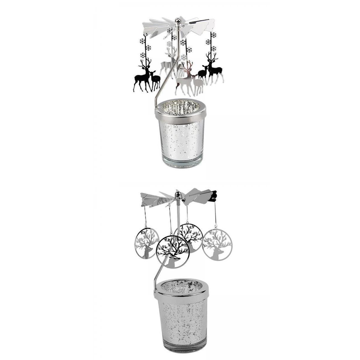 2Pcs Romantic Rotating Candle Holder Tea Light Candle Holder for Table