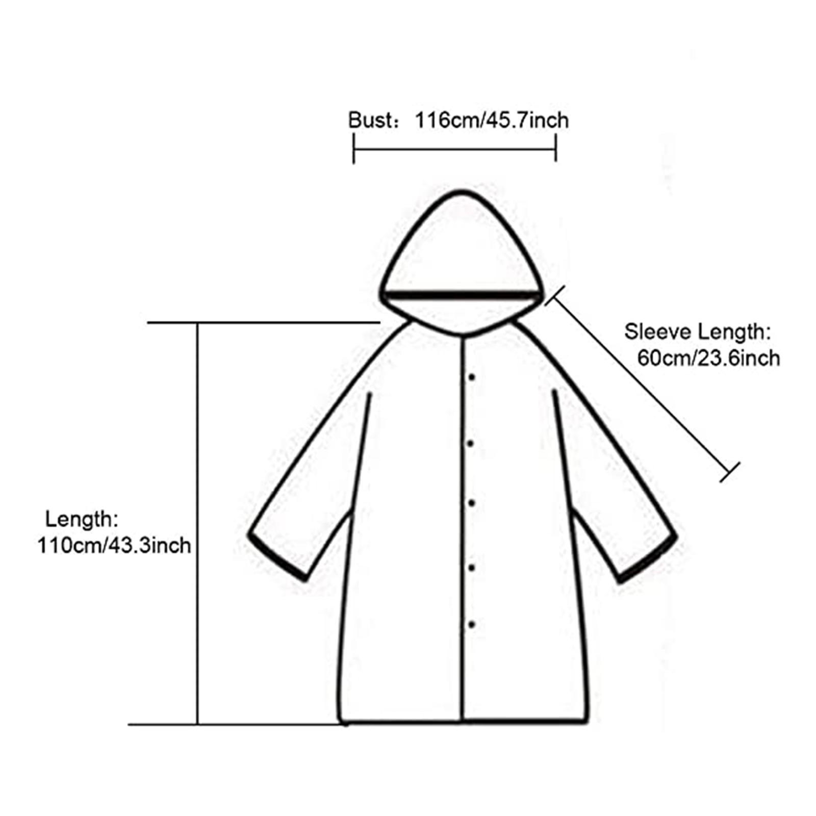 Ladies Girls Transparent Clear Waterproof Raincoat Rain Poncho Jacket Wind Coat