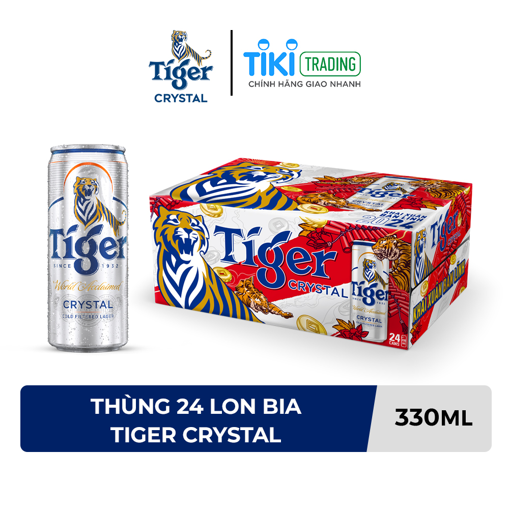 Thùng 24 lon Tiger Crystal lon cao mới (330ml/lon)