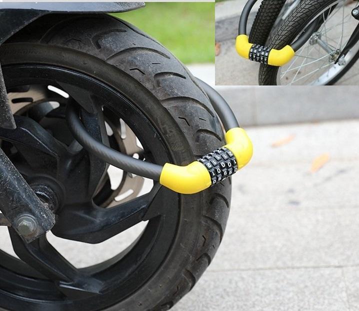 Combo Khóa xe đạp 5 số vàng + Đèn pha siêu sáng + Đồng hồ xe đạp không dây + Đèn led hậu