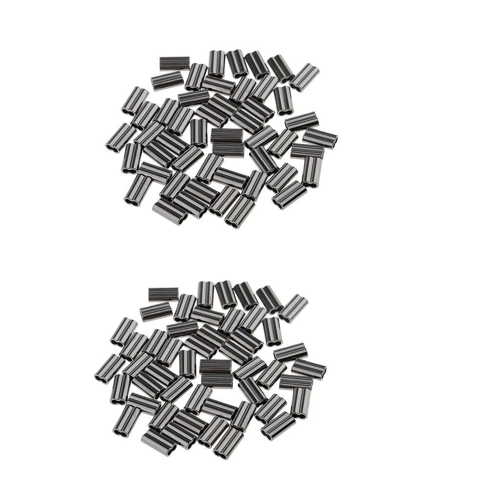 100x Double Fishing Tube Barrel Crimping Sleeves Tube Hooks Accessories