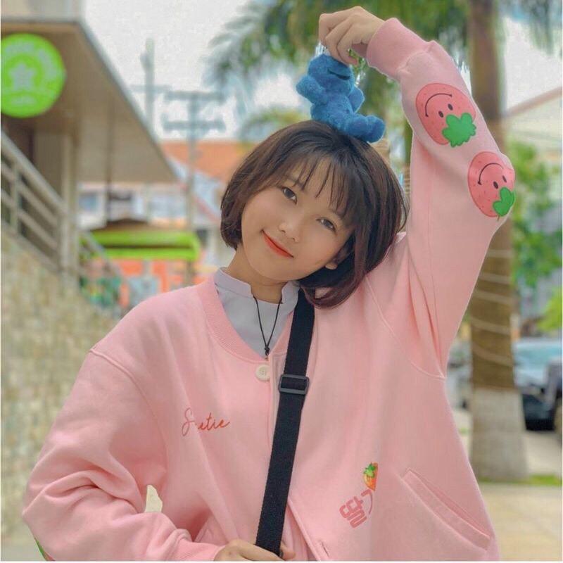 Áo Khoác Hoodie Áo Hoodie Nam Nữ Unisex TRÁI DÂU Dễ Thương 2 Màu - Áo Khoác Nam Nữ F