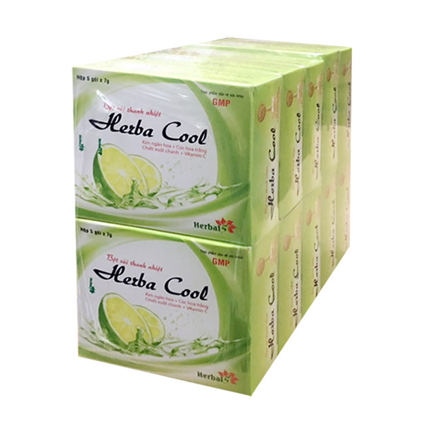Bột Sủi Thanh Nhiệt Herbal Cool (Lốc 10 hộp x 5 gói x 7g)