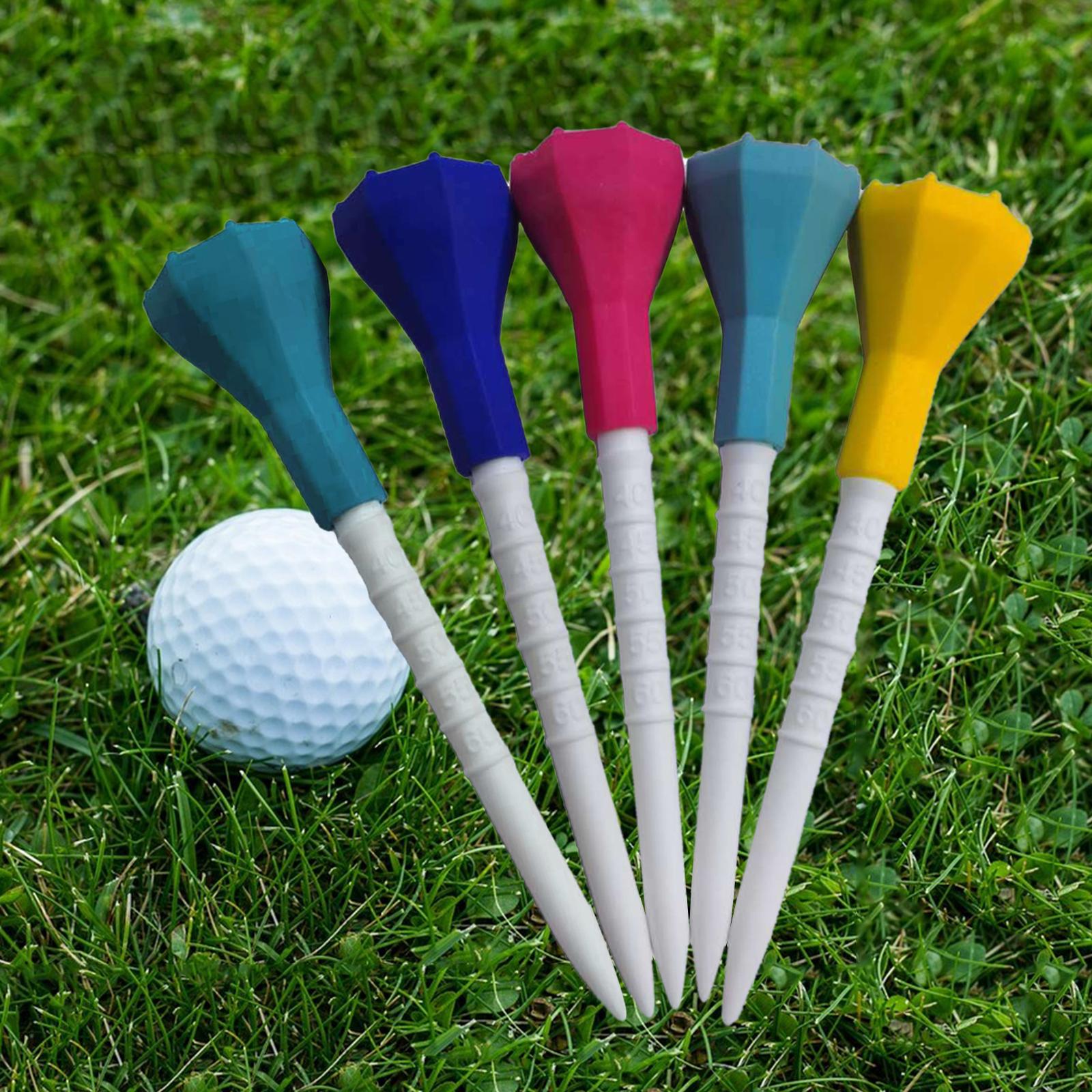 5Pcs Plastic Golf Tees 87mm Reusable Rubber Cover Top Golf Tee Golf Practice