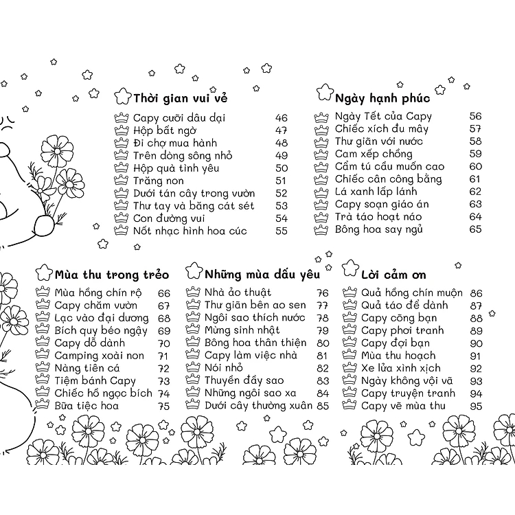 Sách Tô Màu Chữa Lành - Capybara Happy Every Day - Hạnh Phúc Mỗi Ngày - ABB