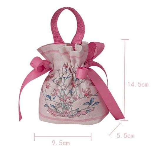 Túi vải dây rút kèm lớp voan lụa, đính hạt xinh xắn dùng đựng quà tặng NOEL, lễ tết, đám cưới T1822