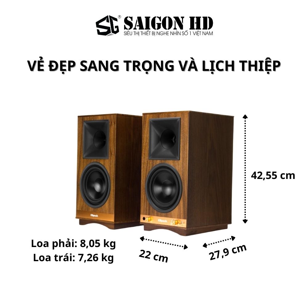 Loa Bluetooth Klipsch The Sixes (Walnut) - Hàng Chính Hãng