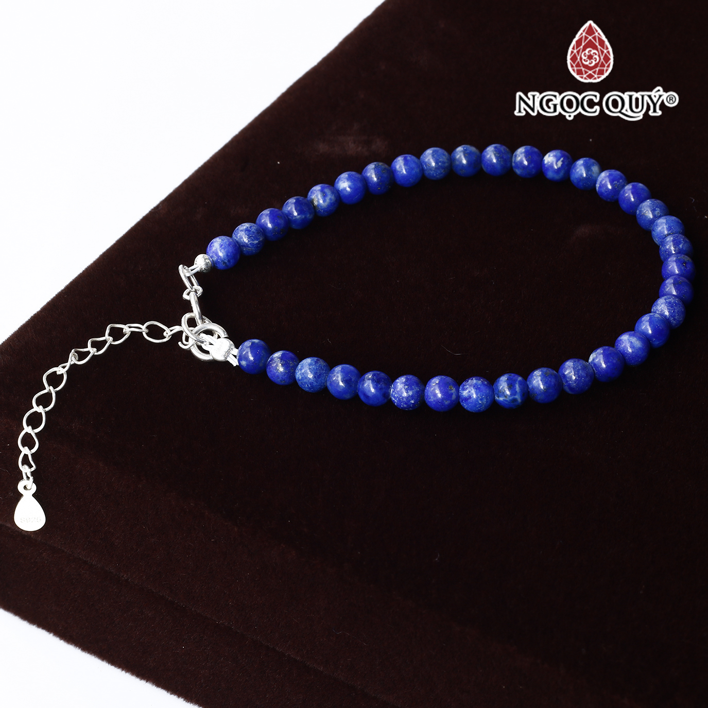 Vòng tay đá lapis lazuli hạt mini khóa bạc mệnh thủy, mộc - Ngọc Quý Gemstones