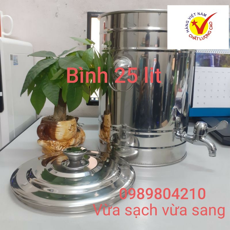 Bình nước inox  25 lit có vòi SUS 304,Bình đựng nước inox có vòi,bình nước inox