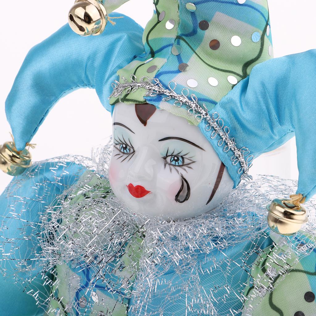 30CM Italian Doll Porcelain Clown Figures Artware Fit for Valentine Gift, for Home Office Display Decor Ornaments
