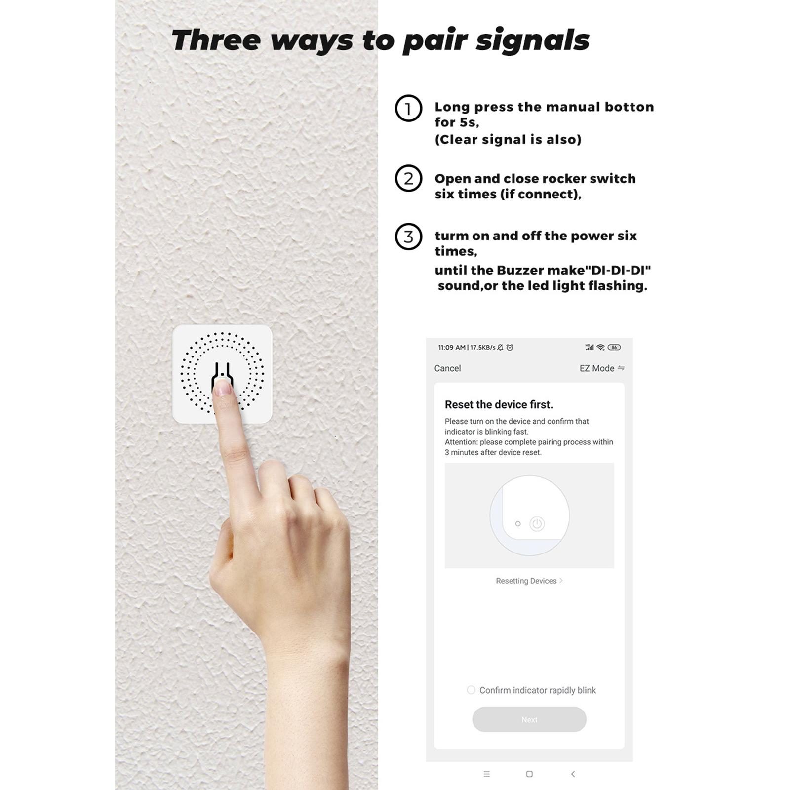 Mini 10A/16A WiFi DIY Smart Switch 2 Way External Remote Control Switch Work with Alexa