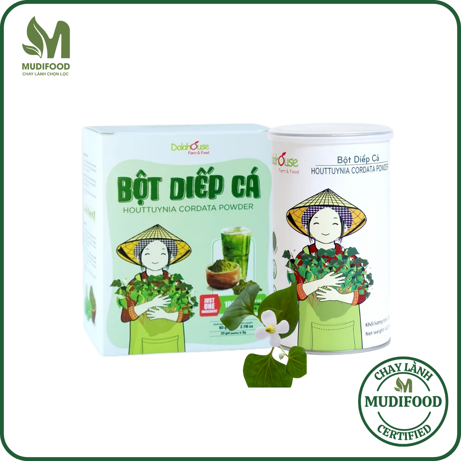 Bột Diếp Cá Hữu Cơ Nguyên Chất Sấy Lạnh Dalahouse – Bột Uống Detox, Thải Độc Gan, Hỗ Trợ Tiêu Hóa, Ngừa Táo Bón, Hạ Sốt Cho Trẻ Nhỏ, Ngăn Ngừa Thoái Hóa Điểm Vàng, Sỏi Thận, Trĩ, Rối Loạn Kinh Nguyệt, Bảo Vệ Phổi, Chữa Ho, Sáng Da, Tiêu Viêm, Giảm Mụn – Hộp 20 gói 3g