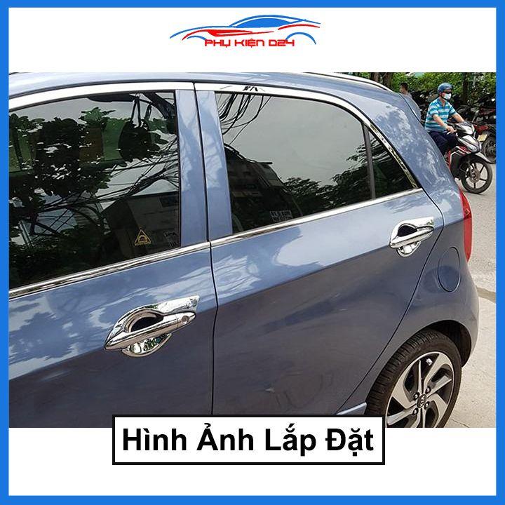 Bộ nẹp viền chân kính cong kính Kia Morning 2012-2021 Inox sáng bóng chuẩn form xe