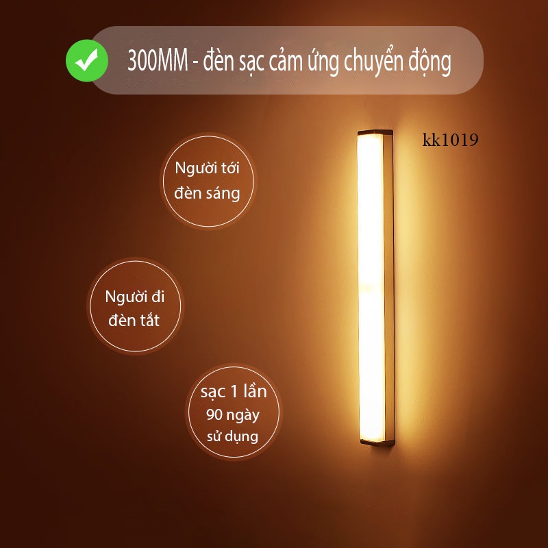 Đèn LED Cảm Ứng Gắn Giường Đèn Cảm Ứng Ban Đêm Mini Không Dây Không Cần Khoan Dán Tường