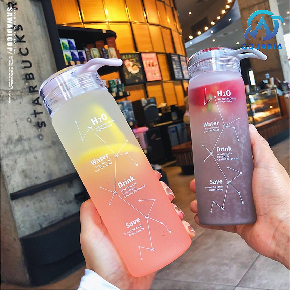 Bình Nước Thủy Tinh WATER Phong Cách Hàn Quốc 460ml